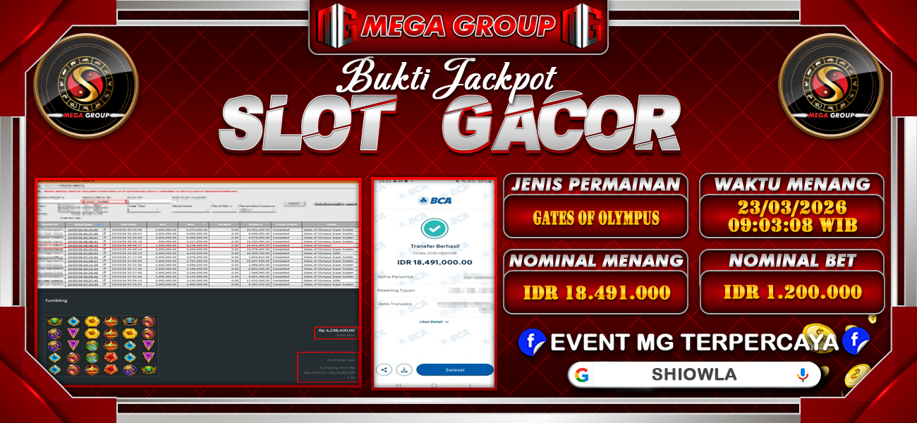 Bukti JP situs Shiowla hari Senin, 23 Maret 2026