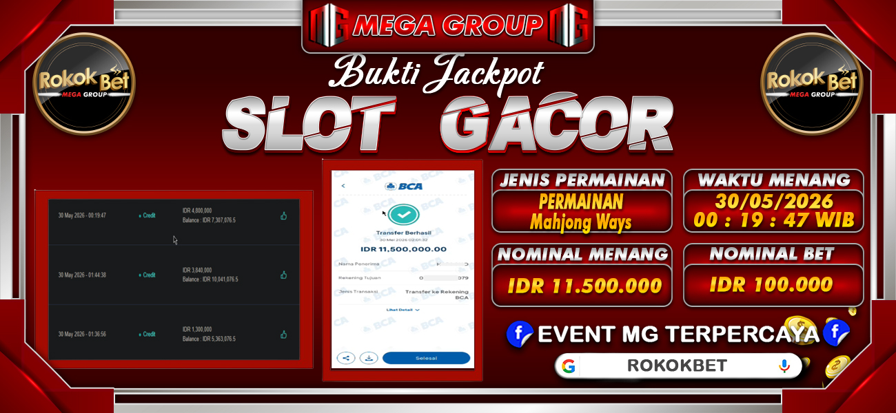 Bukti JP situs Rokokbet hari Sabtu, 30 Mei 2026