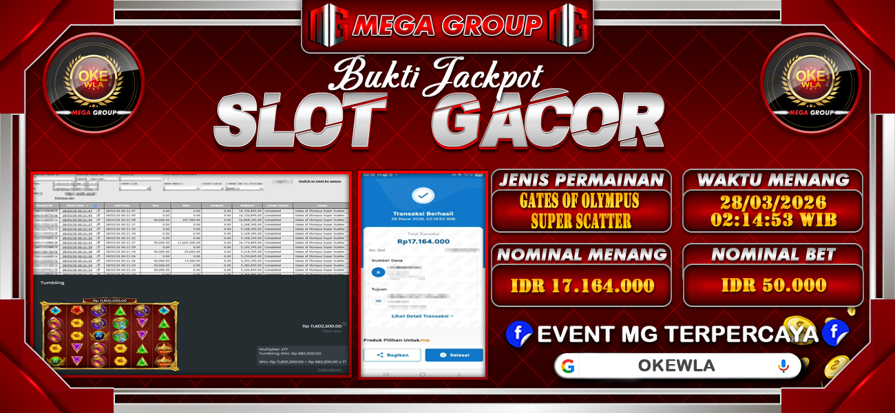 Bukti JP situs Okewla hari Sabtu, 28 Maret 2026