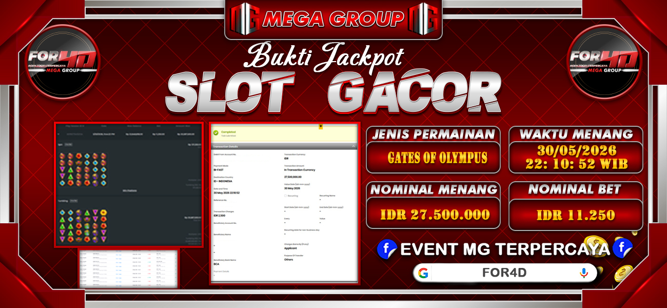 Bukti JP situs For4D hari Sabtu, 30 Mei 2026
